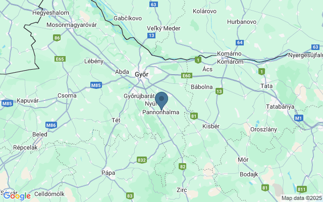 Kaart met locatie Abdij van Pannonhalma